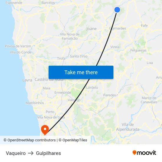 Vaqueiro to Gulpilhares map