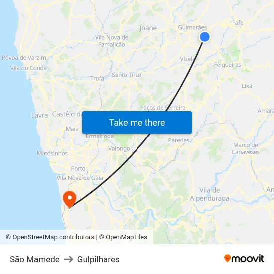 São Mamede to Gulpilhares map