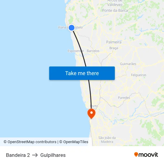 Bandeira 2 to Gulpilhares map