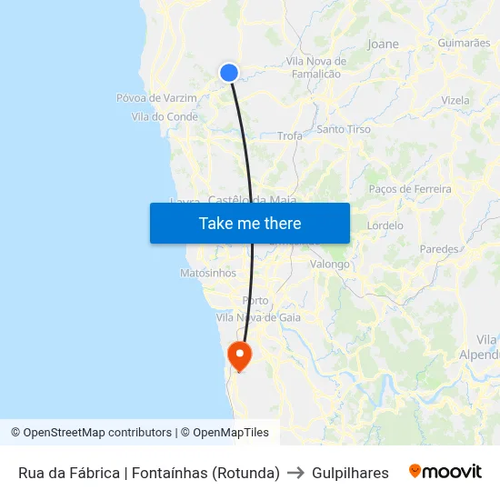 Rua da Fábrica | Fontaínhas (Rotunda) to Gulpilhares map