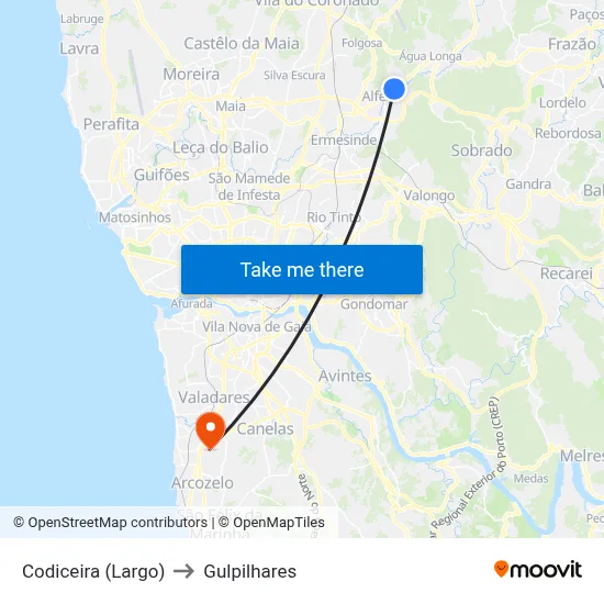 Codiceira (Largo) to Gulpilhares map