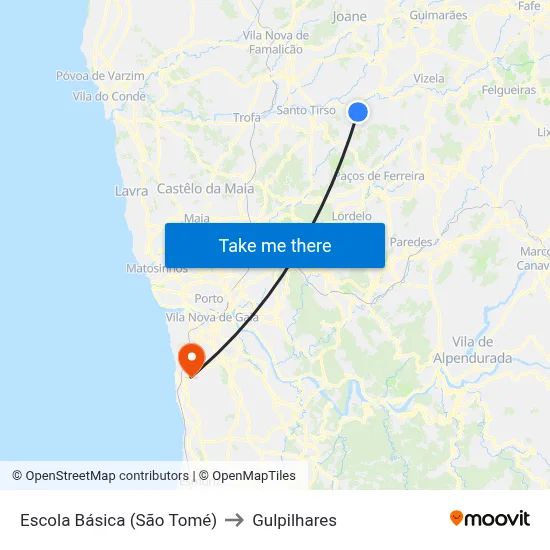 Escola Básica (São Tomé) to Gulpilhares map