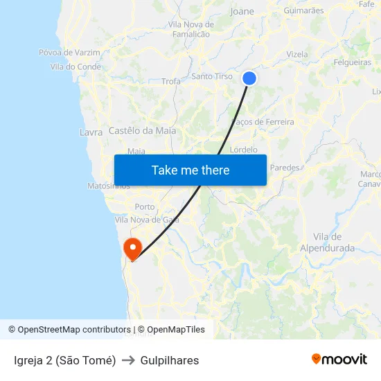 Igreja 2 (São Tomé) to Gulpilhares map