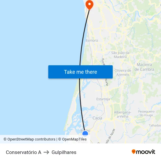 Conservatório A to Gulpilhares map