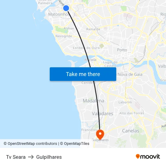 Tv Seara to Gulpilhares map