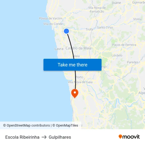 Escola Ribeirinha to Gulpilhares map