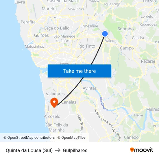 Quinta da Lousa (Sul) to Gulpilhares map