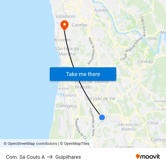 Com. Sá Couto A to Gulpilhares map