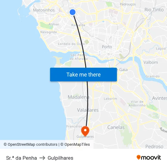 Sr.ª da Penha to Gulpilhares map