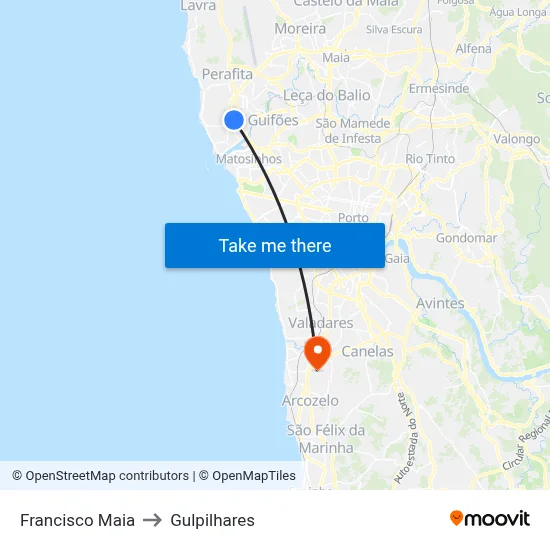 Francisco Maia to Gulpilhares map