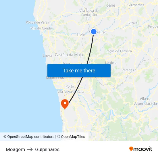 Argemil 2 to Gulpilhares map