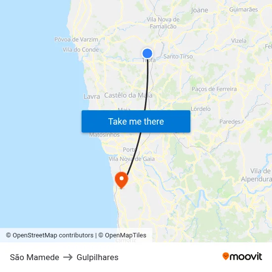 São Mamede to Gulpilhares map