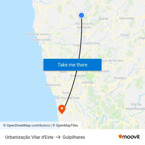 Urbanização Vilar d'Este to Gulpilhares map