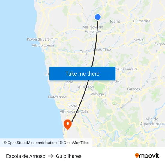 Escola de Arnoso to Gulpilhares map