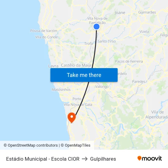 Estádio Municipal - Escola CIOR to Gulpilhares map