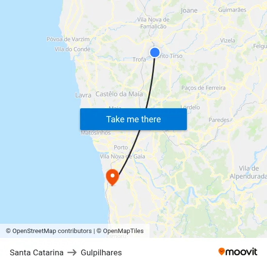 Santa Catarina to Gulpilhares map