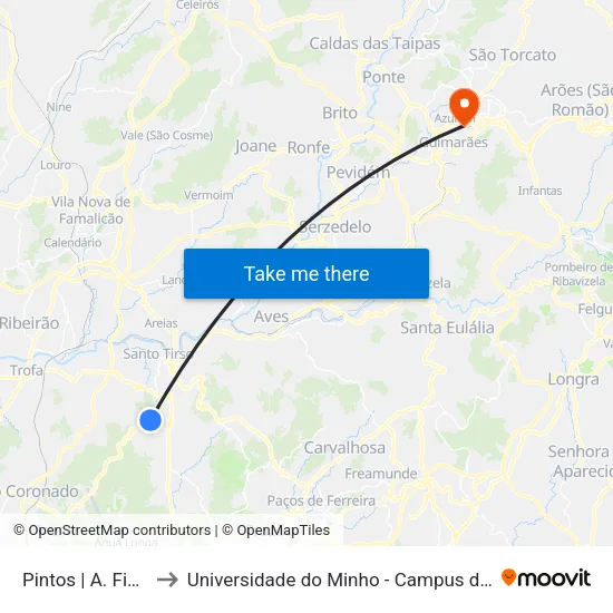 A. Figueiredo 3 to Universidade do Minho - Campus de Azurém / Guimarães map