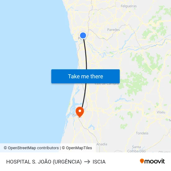HOSPITAL S. JOÃO (URGÊNCIA) to ISCIA map