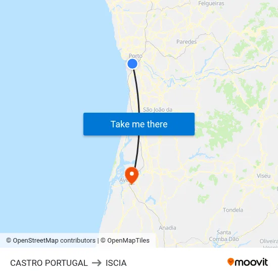 CASTRO PORTUGAL to ISCIA map