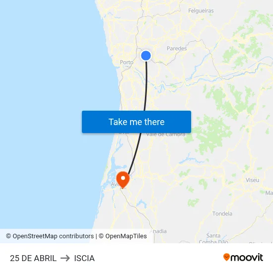 25 DE ABRIL to ISCIA map