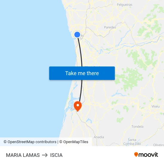 MARIA LAMAS to ISCIA map