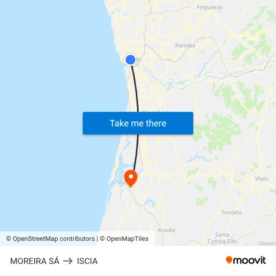 MOREIRA SÁ to ISCIA map