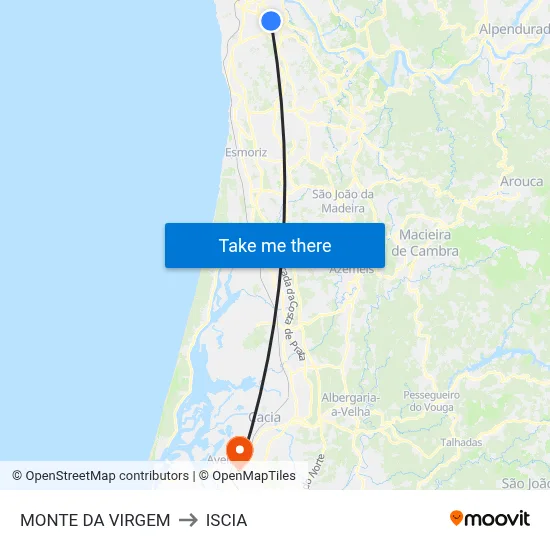 MONTE DA VIRGEM to ISCIA map