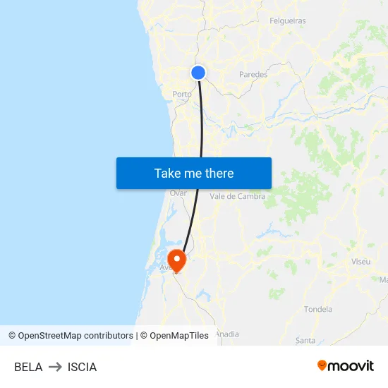 BELA to ISCIA map
