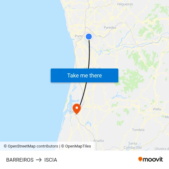 BARREIROS to ISCIA map