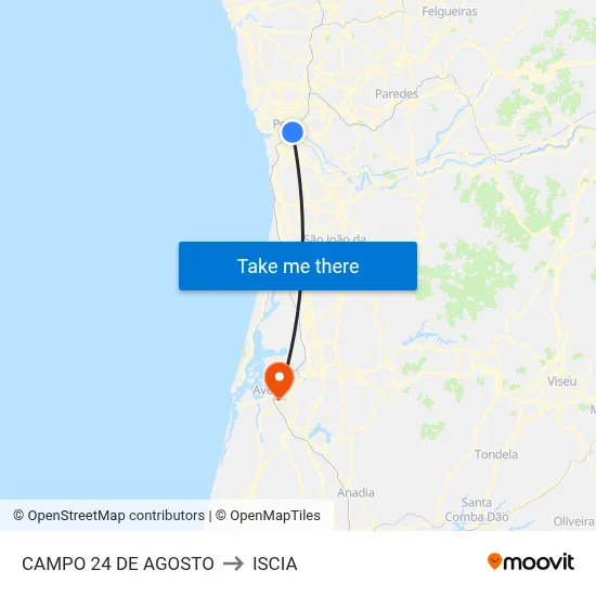 CAMPO 24 DE AGOSTO to ISCIA map