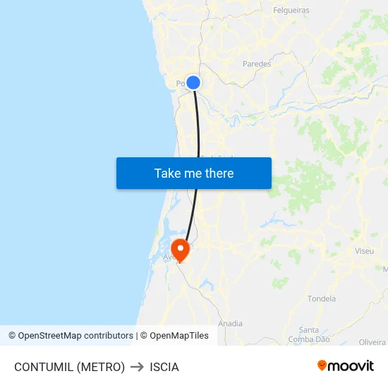 CONTUMIL (METRO) to ISCIA map