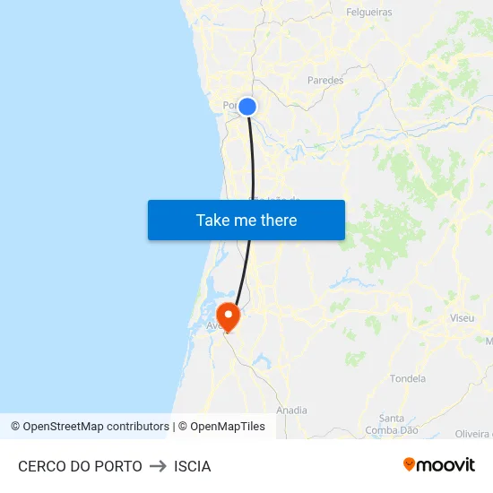 CERCO DO PORTO to ISCIA map