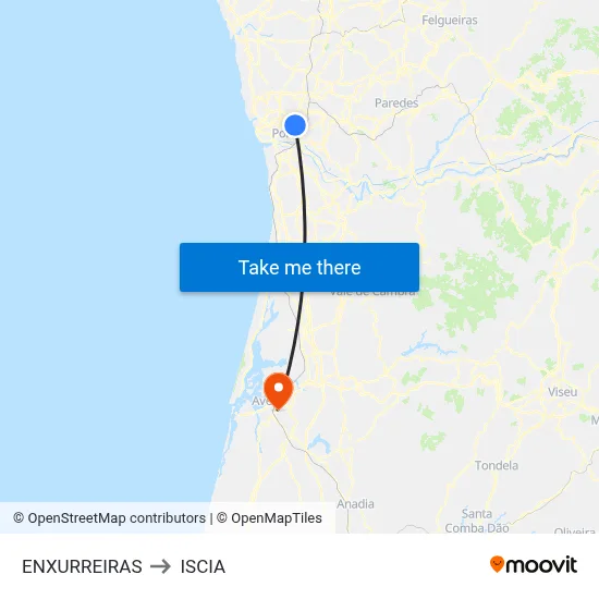 ENXURREIRAS to ISCIA map