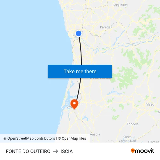 FONTE DO OUTEIRO to ISCIA map