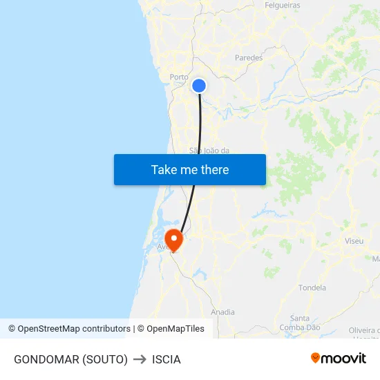 GONDOMAR (SOUTO) to ISCIA map
