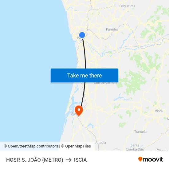 HOSP. S. JOÃO (METRO) to ISCIA map