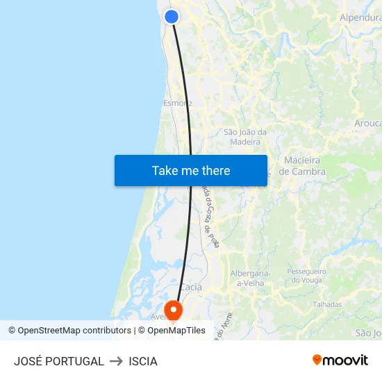 JOSÉ PORTUGAL to ISCIA map