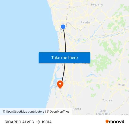 RICARDO ALVES to ISCIA map