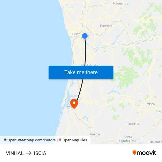 VINHAL to ISCIA map