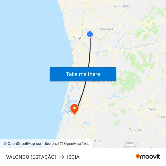 VALONGO (ESTAÇÃO) to ISCIA map