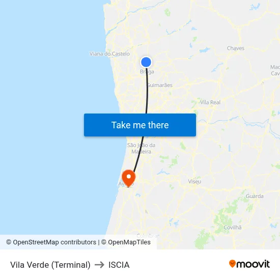 Vila Verde (Terminal) to ISCIA map