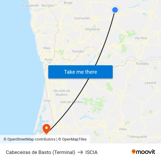 Cabeceiras de Basto (Terminal) to ISCIA map