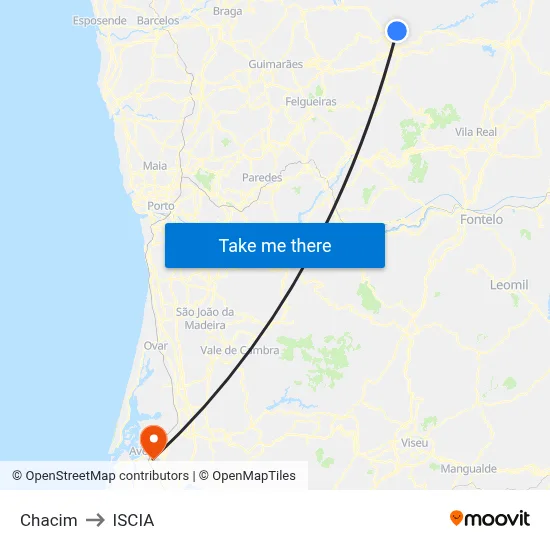 Chacim to ISCIA map