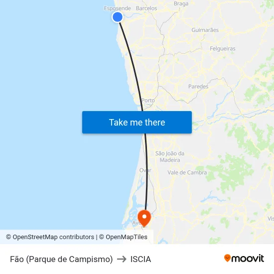 Fão (Parque de Campismo) to ISCIA map