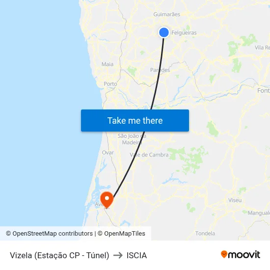 Vizela (Estação CP - Túnel) to ISCIA map