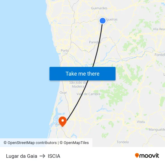 Lugar da Gaia to ISCIA map