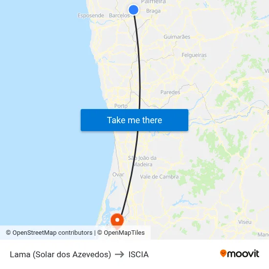 Lama (Solar dos Azevedos) to ISCIA map