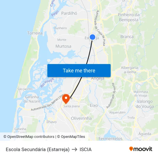 Escola Secundária (Estarreja) to ISCIA map