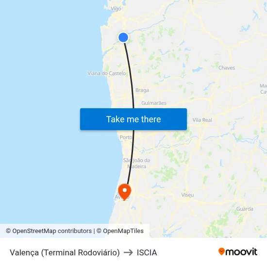 Valença (Terminal Rodoviário) to ISCIA map