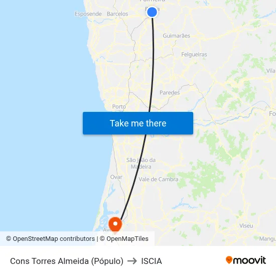 Cons Torres Almeida (Pópulo) to ISCIA map